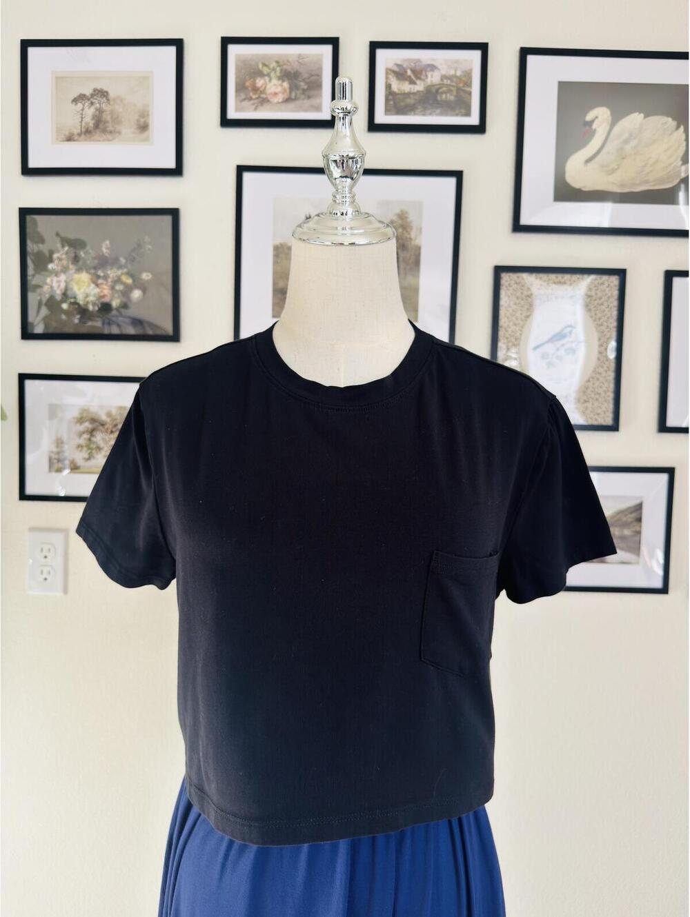 Better Be Black Cropped Pocket T-Shirt, Size S